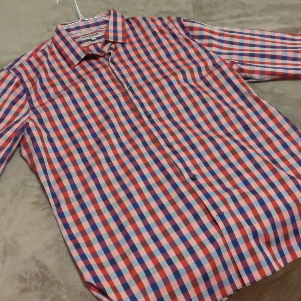 NWOT Express fitted dress shirt XL 17-17 1/2 plaid